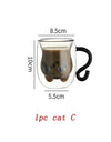 250ml Cartoon Cat Double Wall Glass Cute Coffee Tea Cup Heat-resistant Coffee Mug Handle Espresso Cup For Latte Cappuccino