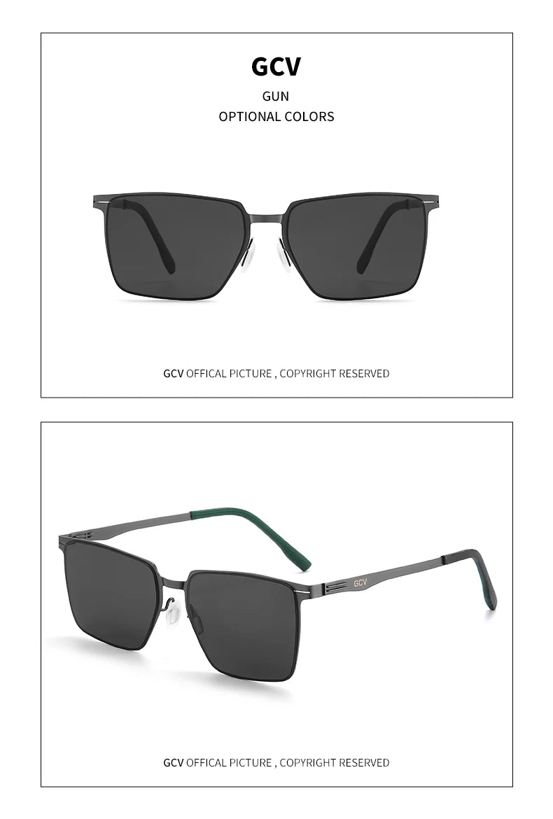 Aluminum Magnesium Polarized UV400 Rectangle Business Driving Sunglasses for Men Mirror Eyewear