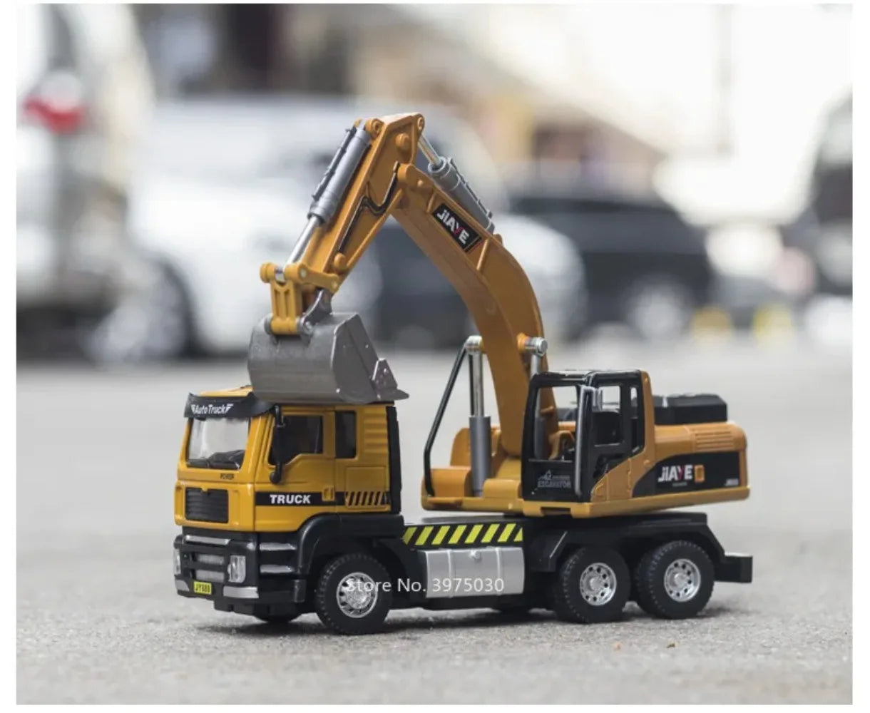 1:50 Scale Mixer Excavator Car Model Toy Simulation Sound Light Metal Die-cast Engineering Cement Transport Vehicles Gifts