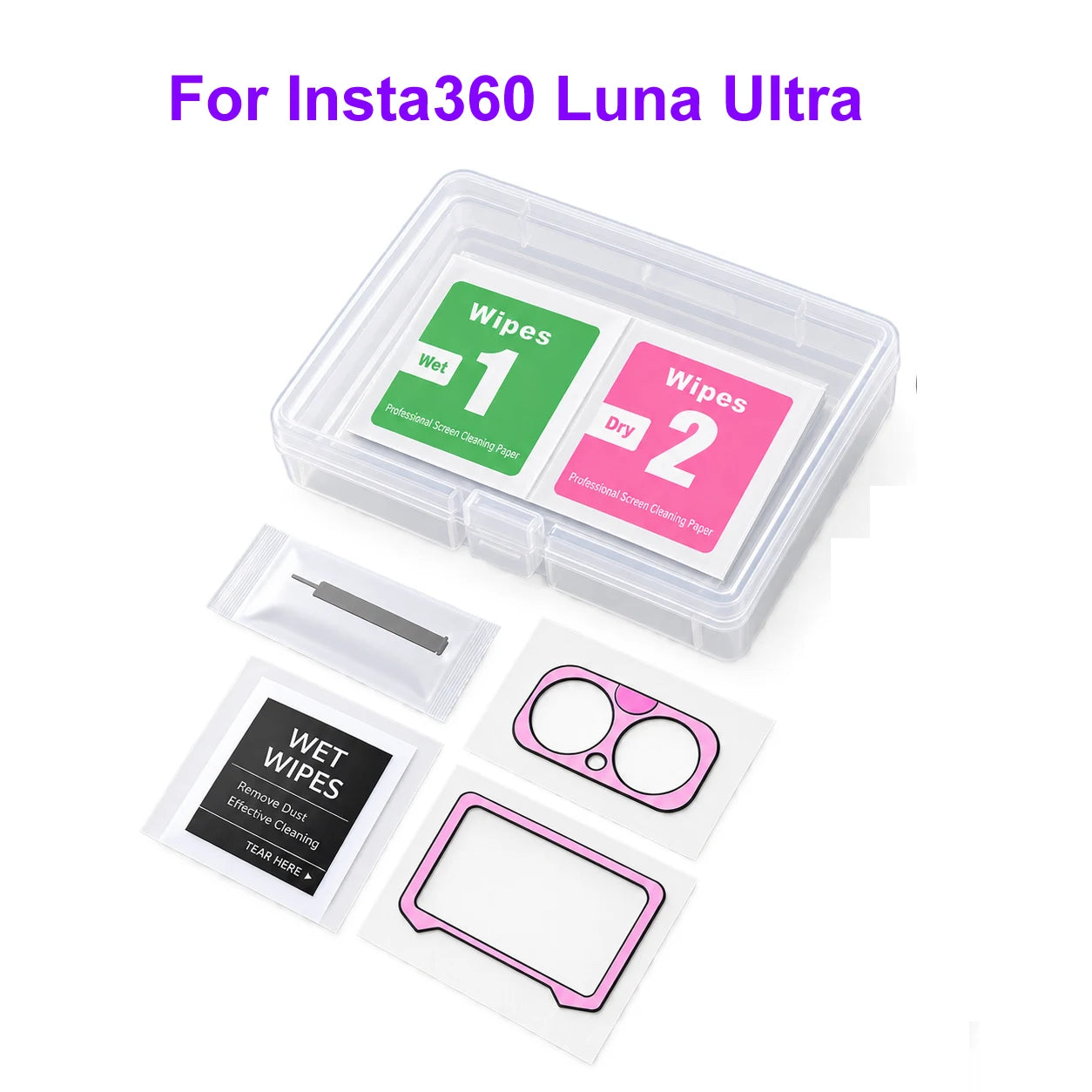 Tempered Glass Screen Protector and Lens Guard Kit for Insta360 Luna Ultra