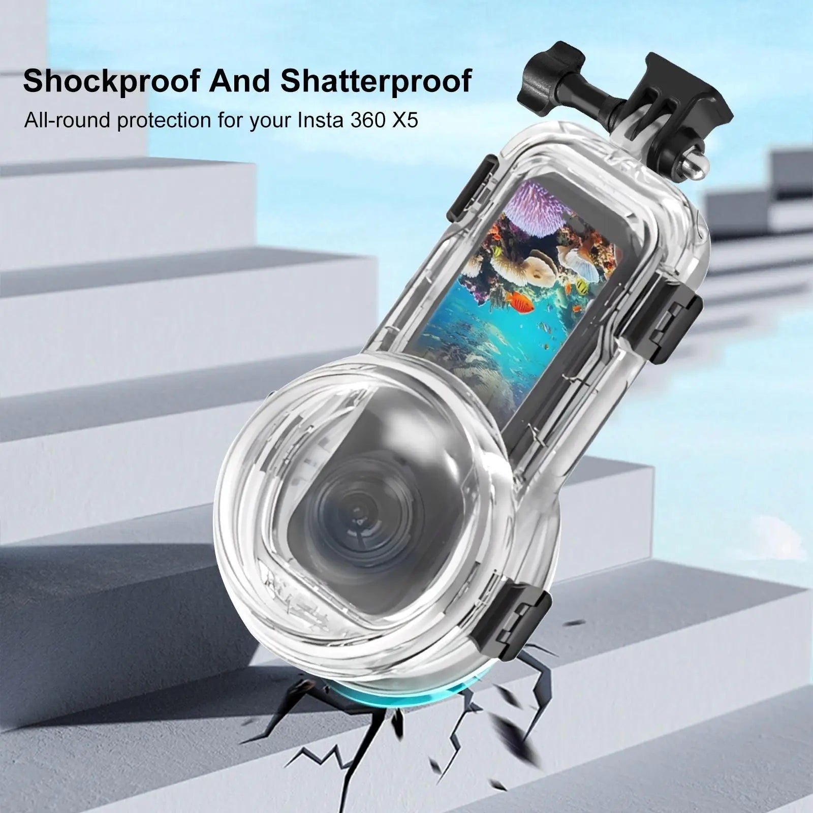 Waterproof Diving Case For Insta360 X5 Sports Camera, 60m Underwater Sealed Waterproof Housing Invisible Transparent Shell