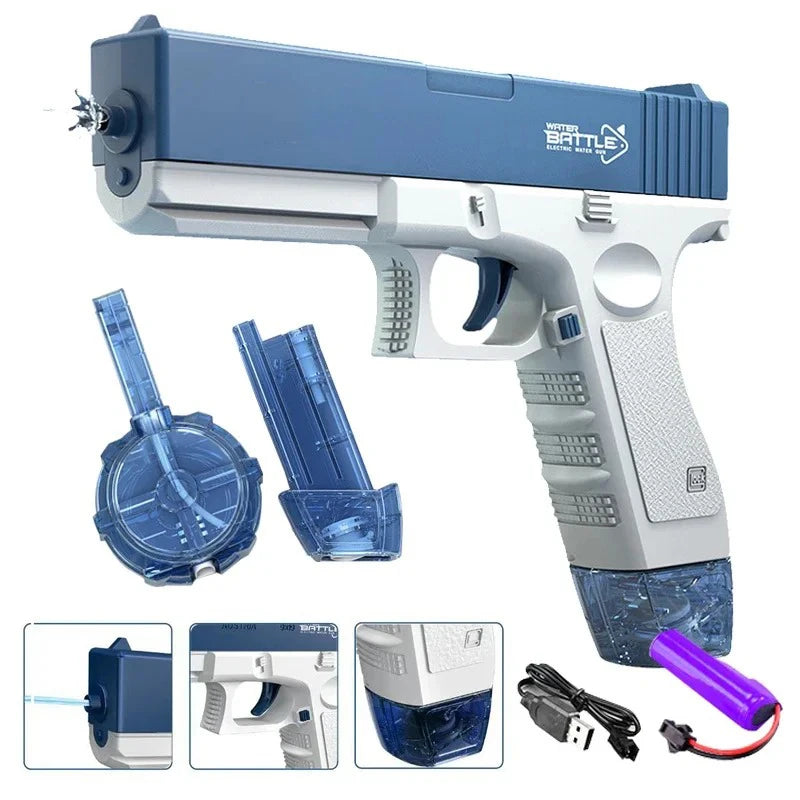 Electric Water Gun with Automatic Water Absorption – Rechargeable Outdoor Beach Battle Water Blaster