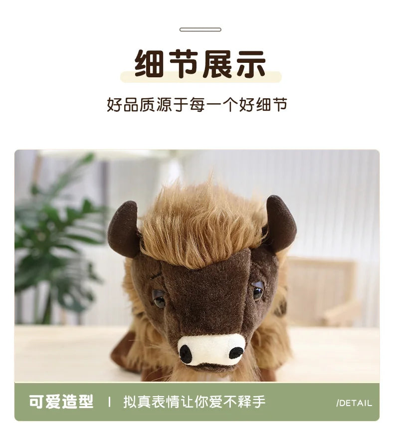 Lifelike Bull Buffalo Cow Bison Plush Stuffed Animal