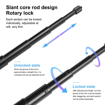 150cm 110cm 70cm Metal Selfie Stick Monopod with Invisible Adapter Base & Screw for Insta360 One RS / X2 / X3