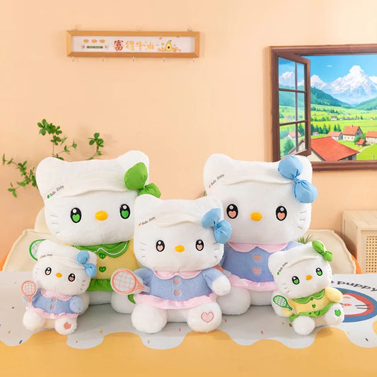 Cute Cat Character Tennis Theme Plush Stuffed Doll Toy
