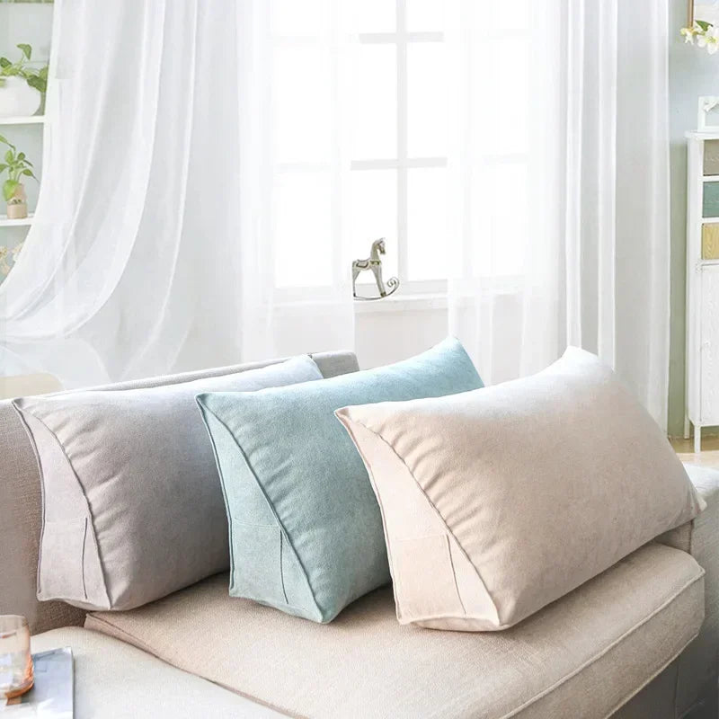 Canvas Lumbar Support Sofa Cushion With Pocket Triangle Backrest Tatami Mat For Living Room Bedroom Ergonomic Pillow