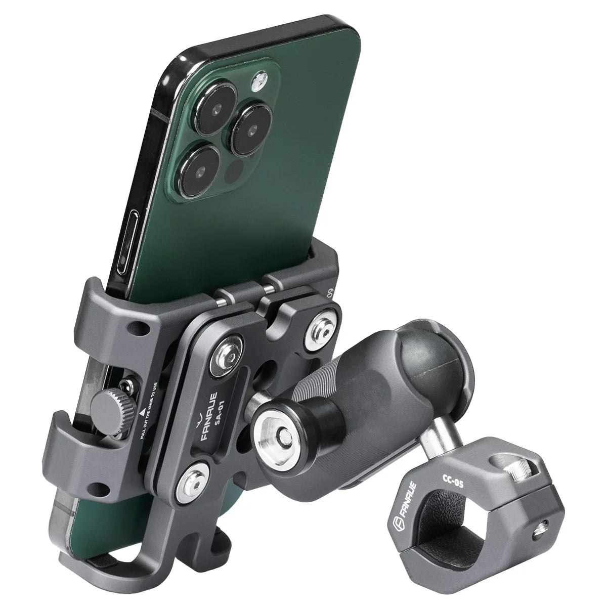 Motorcycle Bike Phone Holder Mount Aluminum Alloy with Vibration Dampener ATV/ UTV Bike Scooter Handlebar GPS Clip