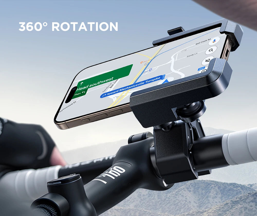Shockproof Bike Phone Holder Half Enclosure 360° View Motorcycle Phone Mount Bicycle Cell Phone Holder For 4.7-7" Phones