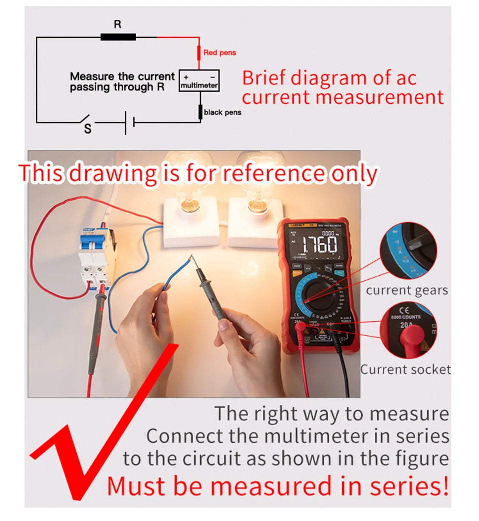 1999 Counts Digital Multimeter Electric Professional Automatic AC/DC Voltage Tester Current Ohm Ammeter Detector Tools