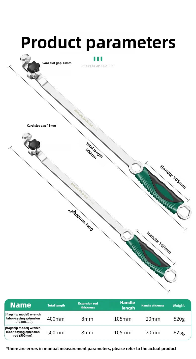 Wrench Extender 40/50cm Long Open End Wrench Bar Ratchet Extension Tool Labor-Saving Torque Amplifier For Hard To Reach