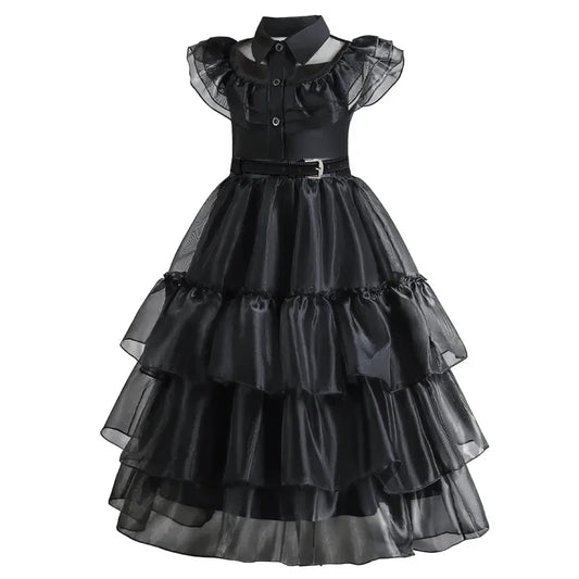 Black Gothic Cake Gown Halloween Costume Dress