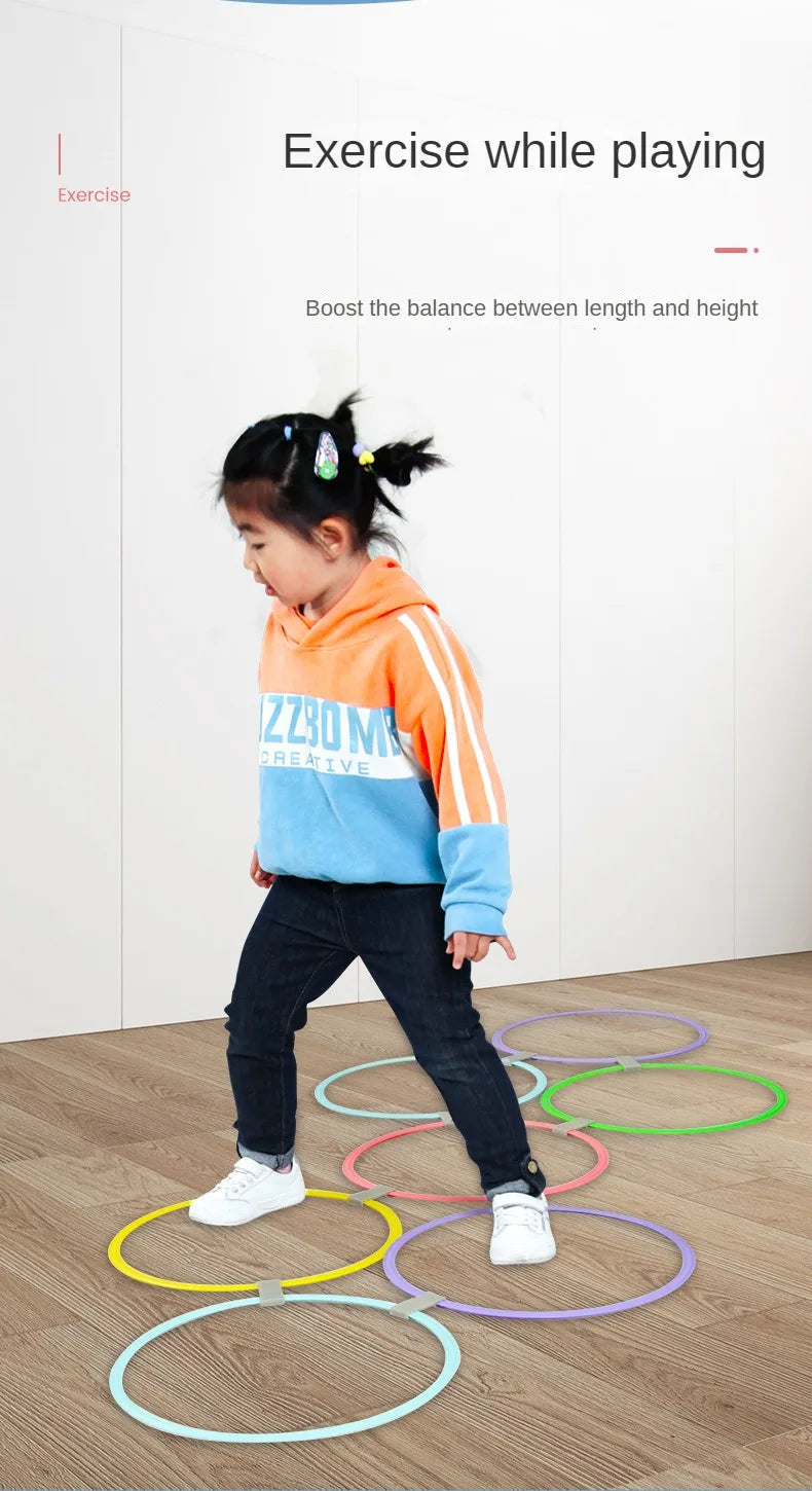 Outdoor s Funny Physical Training Sport Toys Lattice Jump Ring Set Game 10 Hoops 10 Connectors for Park Play Boys Girls