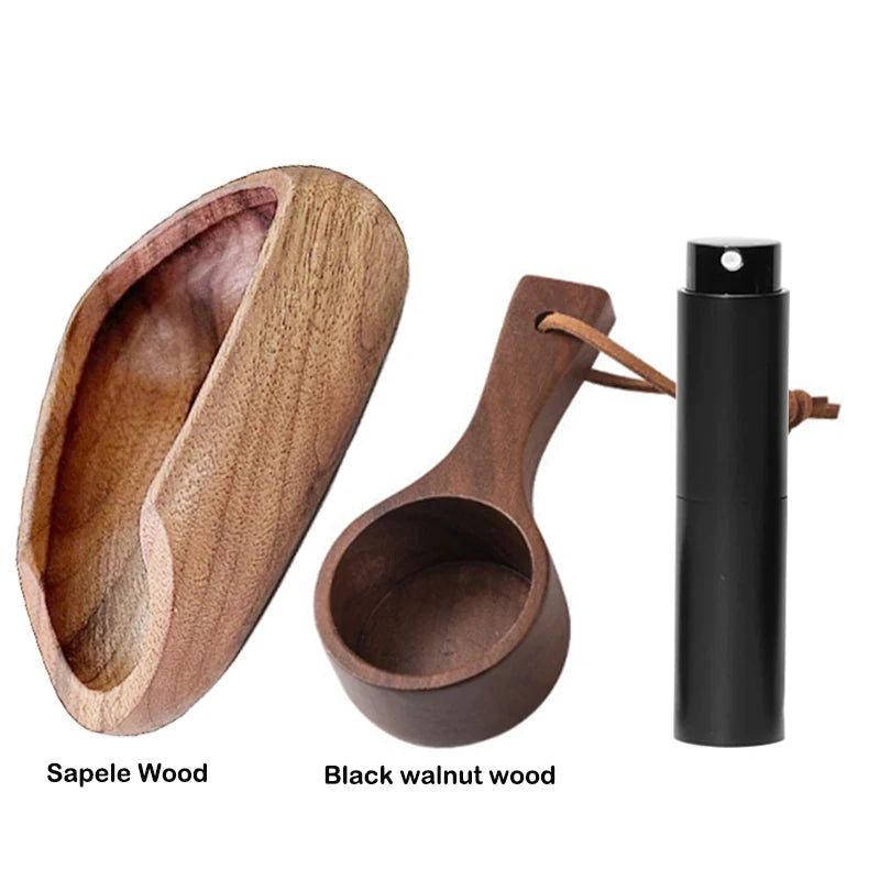 Multifunctional Wooden Coffee Bean Dosing Cup and Light Spray Bottle Barista Set for Enhance Brewing Coffee Experience