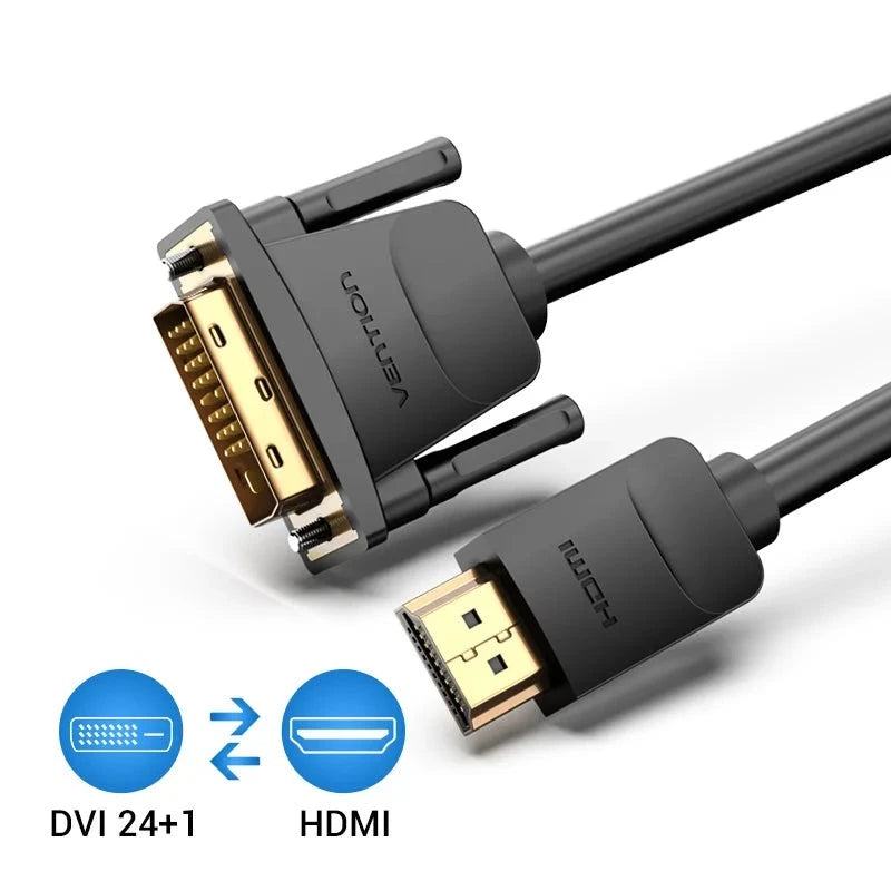 HDMI to DVI Cable Bi-direction HDMI Male 24+1 DVI-D Male Adapter 1080P Converter for Xbox HDTV DVD LCD DVI to HDMI Cable