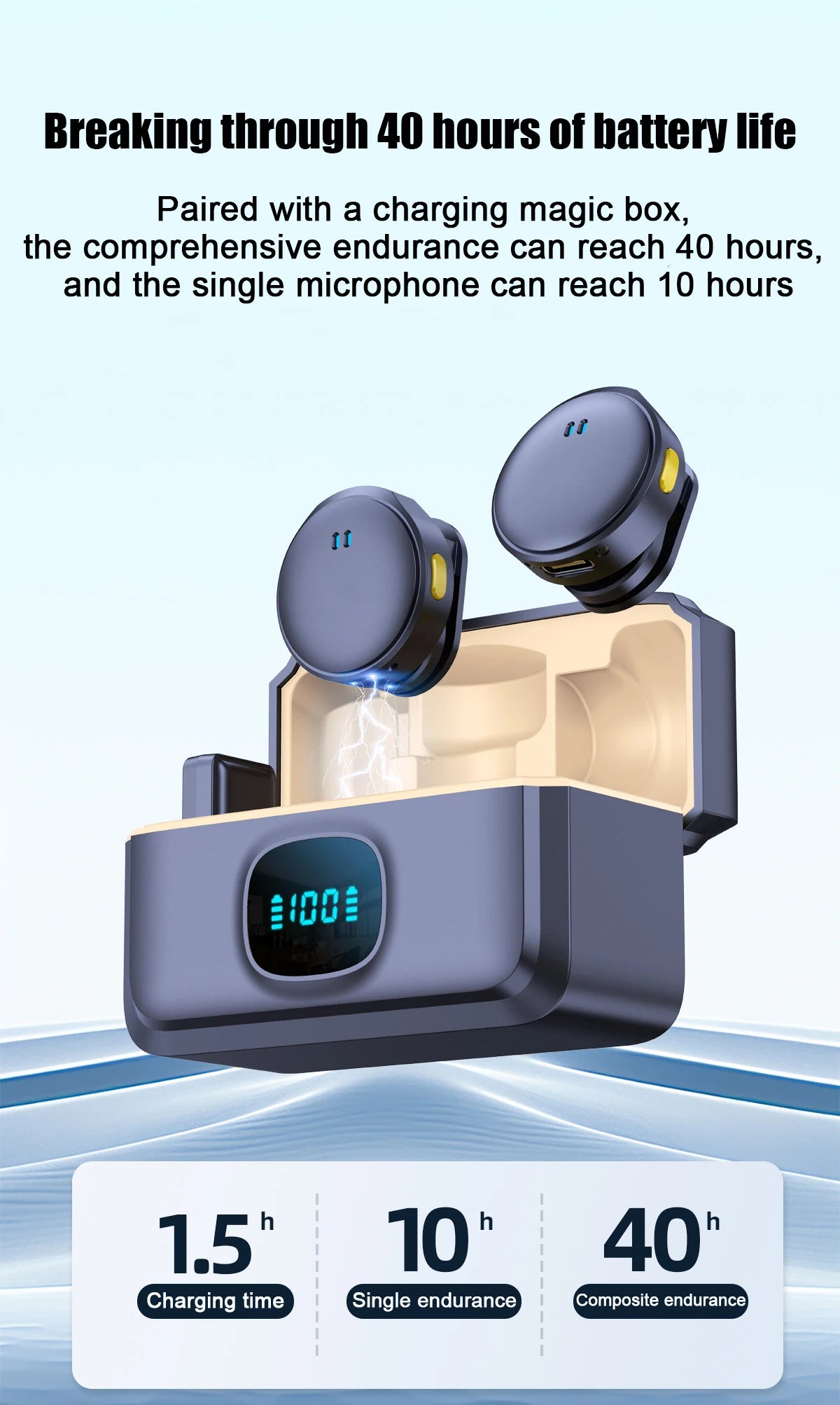 Plug and Play 2.4G Chip Wireless  Suction Button Collar Microphone With Charging Case For Video Recording