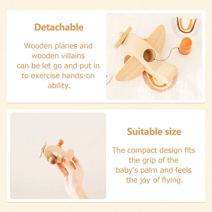 Wooden Building Blocks For Children No BPA Cartoon Aircraft Beech Figures Children's Toys Montessori Toys Handicrafts Baby Gifts