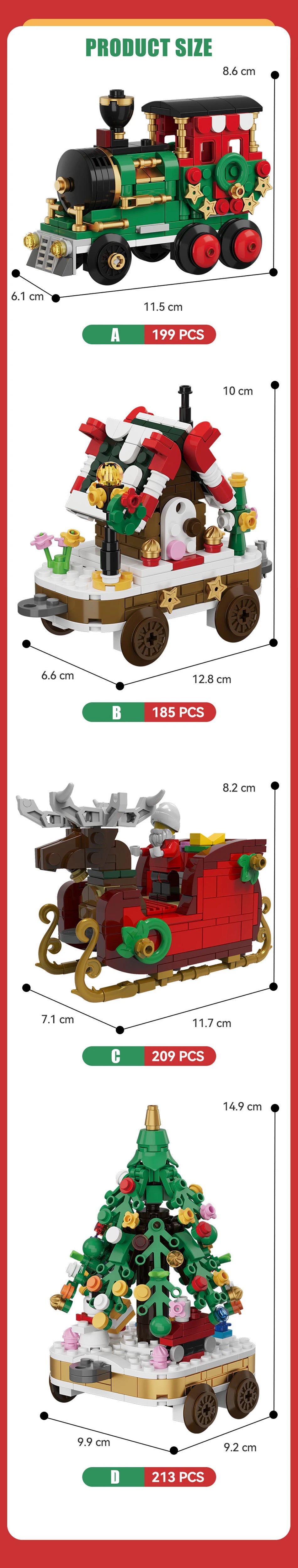 Merry Christmas Train Santa Claus Sleigh Carriage Christmas Tree Building Blocks Assembly Bricks Toys 's Xmas Gifts