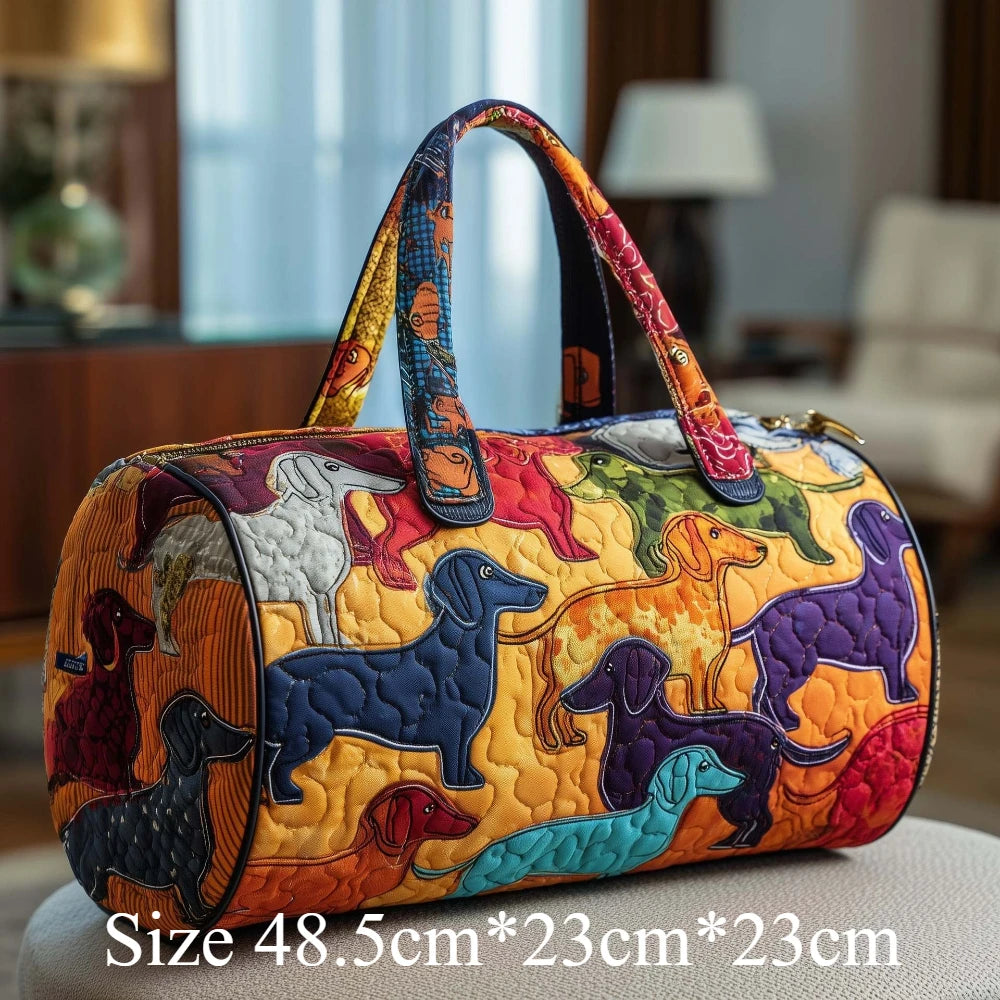 3D Print Quilted Dog Travel Bags Artistic Pet Dog Lovers Durable Weekend Gym Yoga Unique Dachshund Corgi French Bulldog Design
