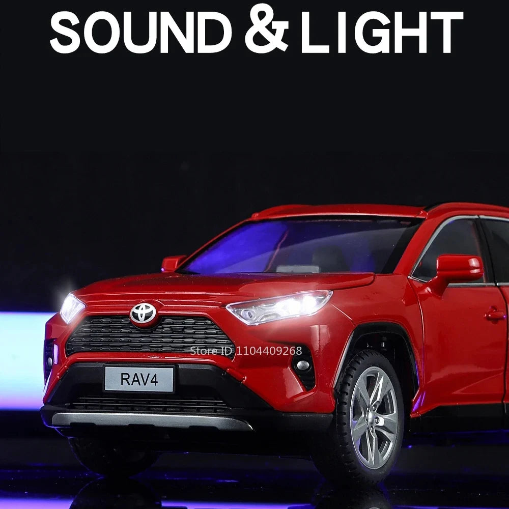 1:24 Scale RAV4 Camry Model Car Toy Metal Diecast Simulation Collection Sound & Light Vehicles Models Hobby Ornaments Gifts