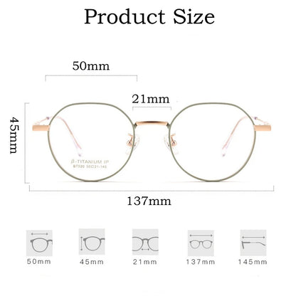 Ultra Light Wide Edge Design Fashion Polygonal Pure Titanium Retro Myopia Optical Prescription Glasses Frame Women