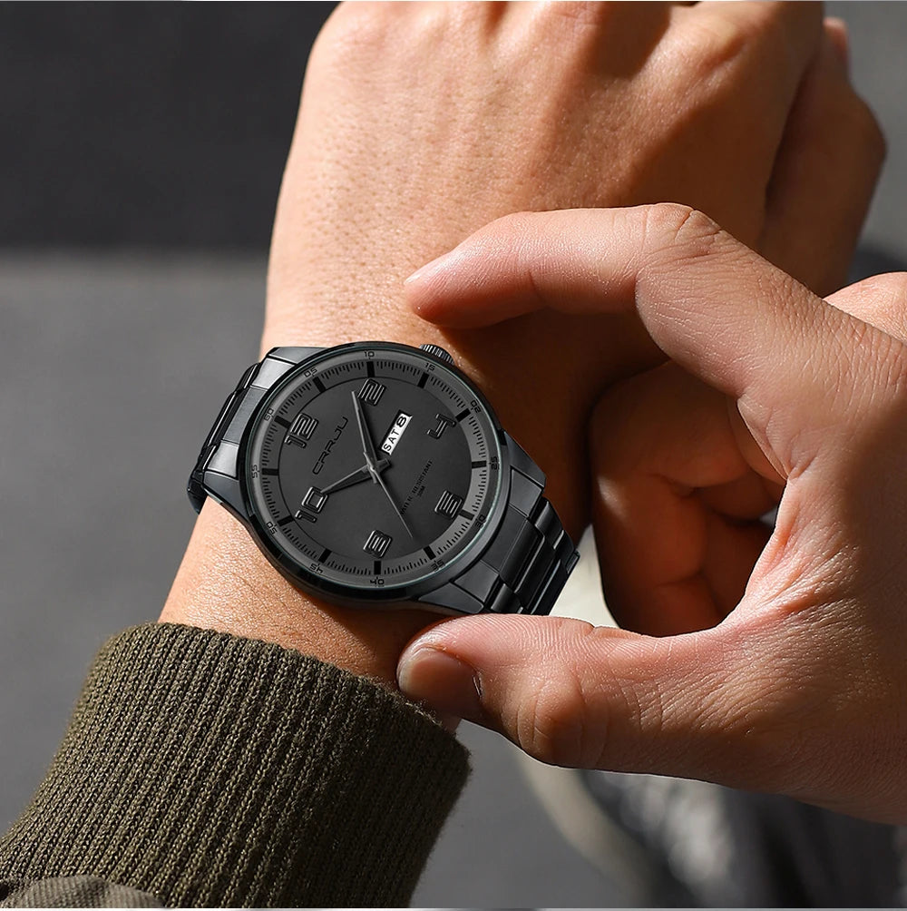 Men Luxury Watches Stainless Steel Quartz Auto Date Clock with Luminous Hands Relogio Masculino