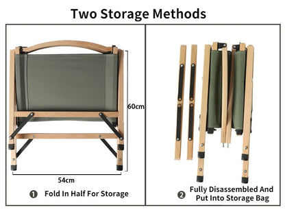 Outdoor Chair Camping Folding Portable Backrest Chair Camping Leisure Faux Wood Armrest Fishing Garden Chair