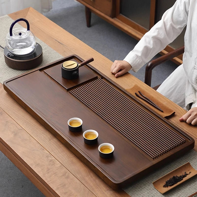 Tea Tray Household Solid Wood Tea Brewing Table Light Luxury High-End Tea Tray Kung Fu Tea Set Office Desk Wooden Tray