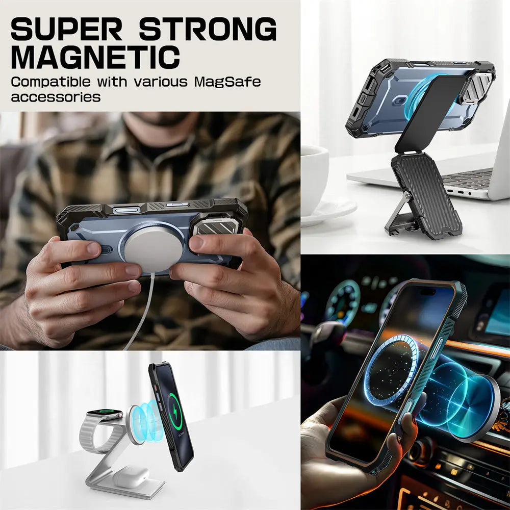 For iPhone 16 Case 6.1" 2024 UB Mag XT Heavy Duty Rugged Strong  Phone Case with Camera Cover Kickstand