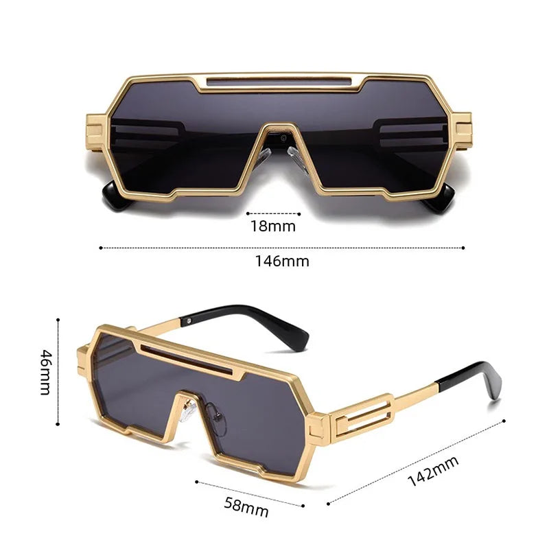 Square Steampunk Metal Sunglasses With UV400 Protection