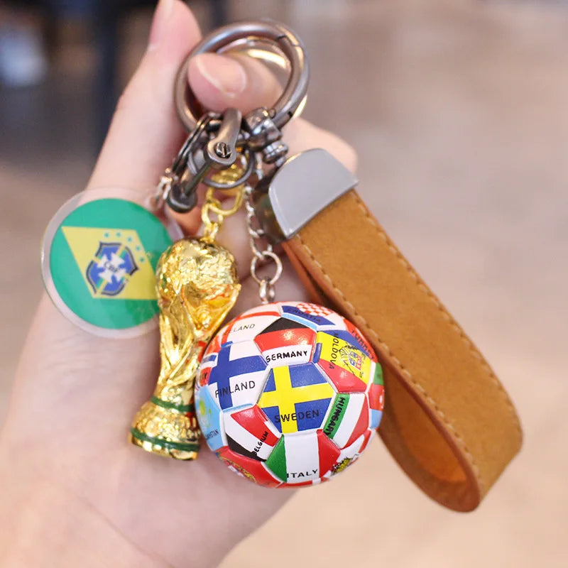 2026 Football Trophy Car Keychain Soccer Fan Bag Charm Souvenir