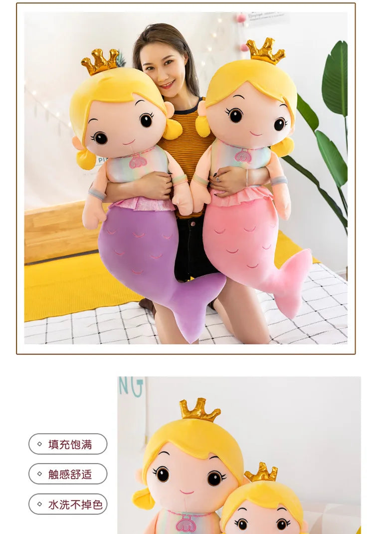Kawaii Mermaid Plush Pillow Toy Cute Stuffed Doll for Kids Girls Bedroom Decor Perfect Christmas Birthday Gift Soft Cuddly Toy