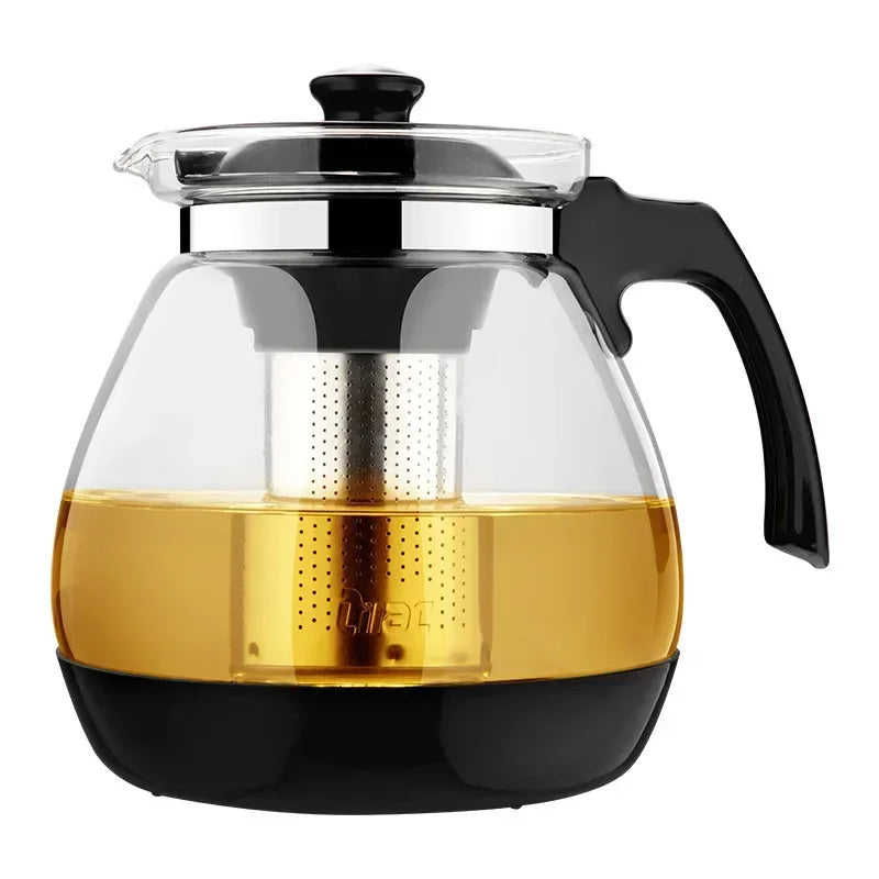 Large Capacity Clear Borosilica Glass Teapot With Stainless Steel Infuser Puer Kettle Heated Container Coffee Tea Pot Maker