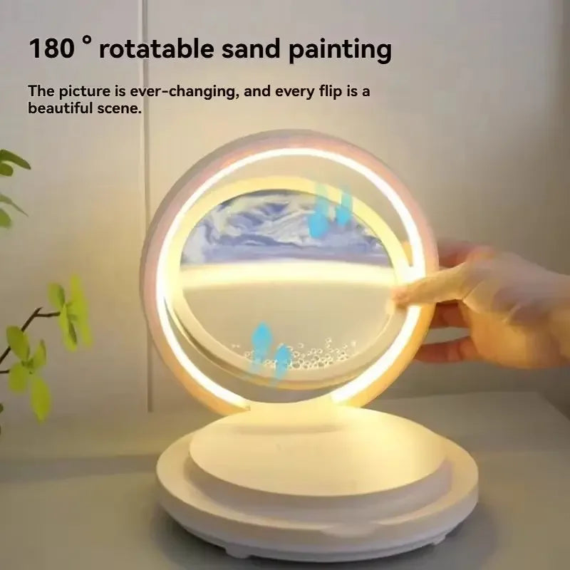 three in one folding sand painting bedside table lamp multifunctional wireles charging Bluetooth sound system music