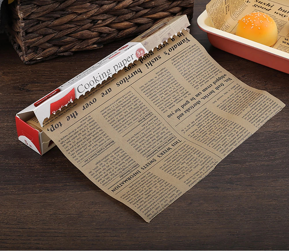 Retro English Newspaper Food Grade Grease Paper Bread Sandwich Burger Fries Wrappers Cookie  Food Accessories for Baking Kitchen