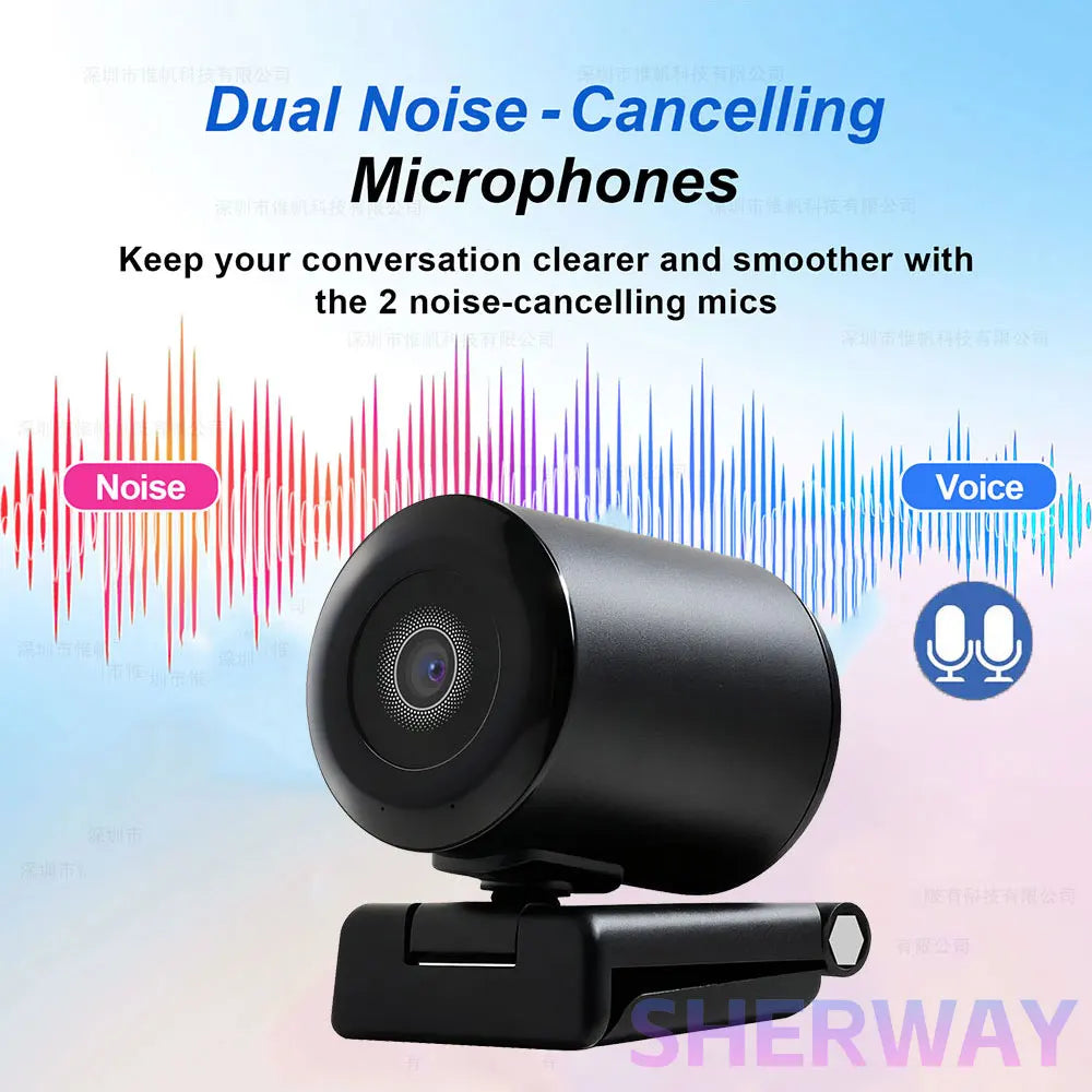 4K Webcam Pro Living Streaming USB Web Camera with Remote Dual Noise-Cancelling Mics AI Auto Focus 128° FOV HD Mini Video PC Cam