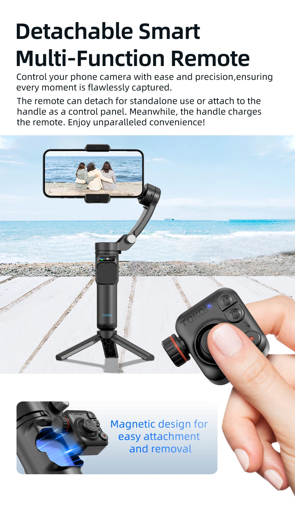 3-Axis Handheld Gimbal Stabilizer for Smartphone with Wireless Remote for iPhone Android Phone Face Tracking Tiktok Vlog