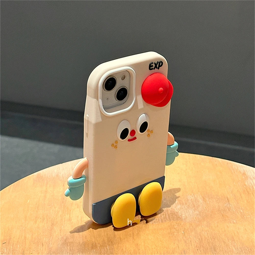 Cute Cartoon Standing Milk Box Red Hat Phone Case For iPhone 15 14 13 Pro Max Korea Lovely INS Lens Protected Soft Cover