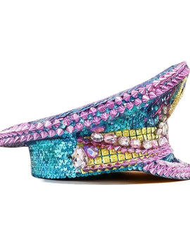 Bling Captain Hat Rhinestone Captains Hat for Men Handmade Steampunk Hat Burning Man Ramadan Masquerade HongLuan Summer Cap