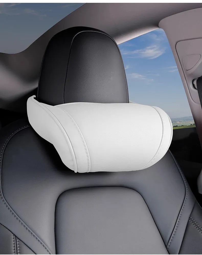 Memory Foam Car Neck Pillow for Tesla Model 3 Y X S PU Leather Headrest Support
