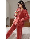 Women’s Winter Flannel Pajama Set – Warm, Thick Coral Fleece 2-Piece Loungewear