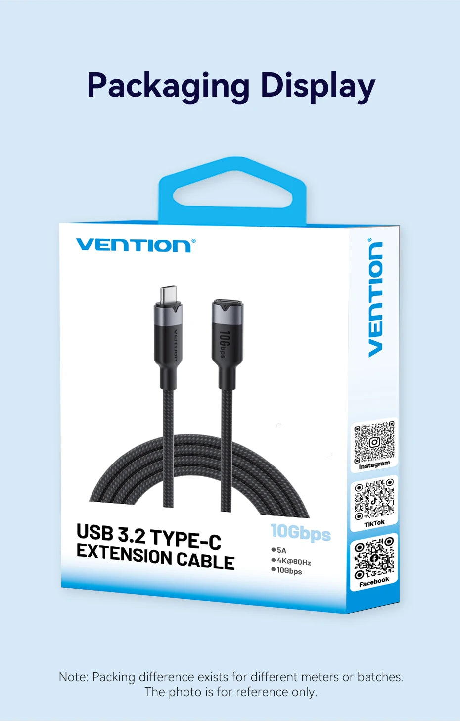 Type C Extension Cable 10Gbps 100W Fast Charging 4K USB C Gen 3.2 Extender Cord for Switch MacBook Pro Samsung Xiaomi