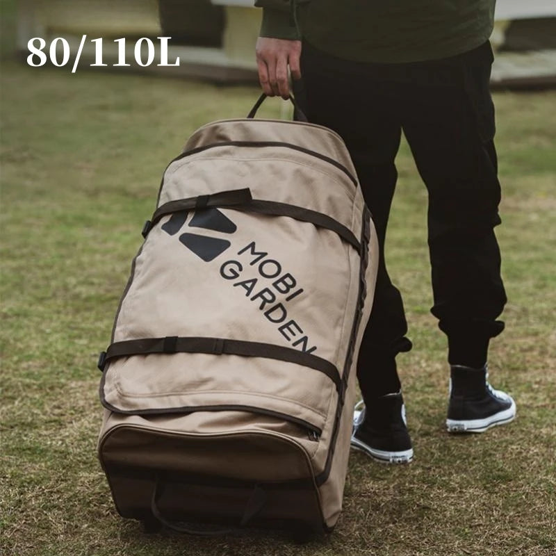 80/110L Large Capacity Folding Tug Bag Outdoor Camping Travel Suitcase Picnic Food Storage Bag Camping Equipment Storage Box