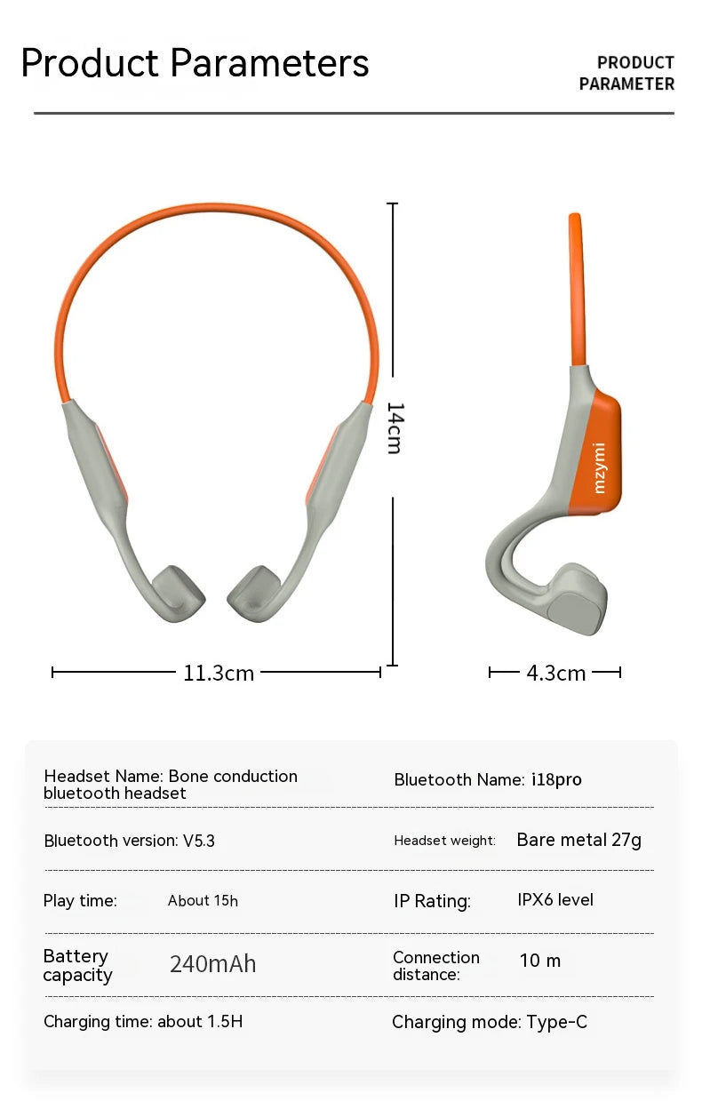 Neckband I18PRO Bluetooth5.3 Headphones Bone Conduction Sport Earbuds HiFi Sound TWS Earphones Wireless Headest For XIAOMI