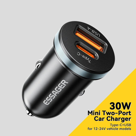 30W USB-C + USB-A Fast Car Charger (PD + QC 3.0)
