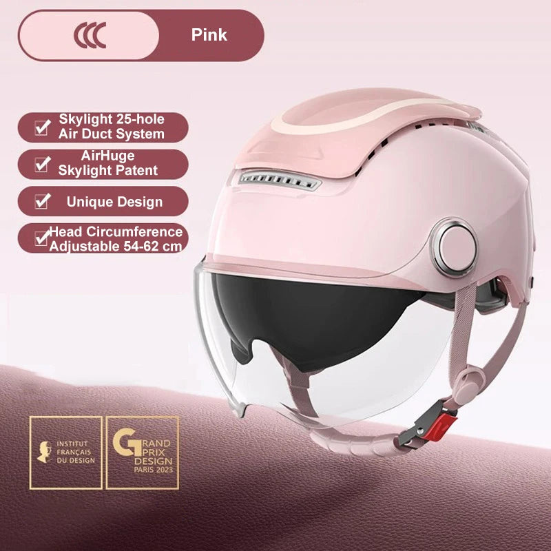 Open Face Electric Bike Helmet With Dual Visor