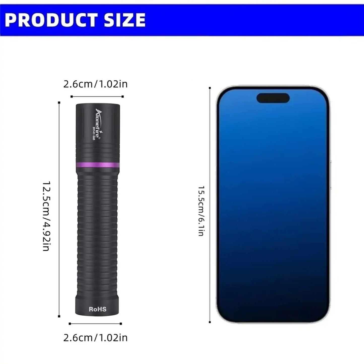 2 In 1 UV White Light Rechargeable Flashlight