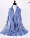 Muslim Chiffon Hijab Women Bubble Chiffon Scarf For Women Ladies Veil Muslim Islam Solid Color Malaysia Wrap Scarves