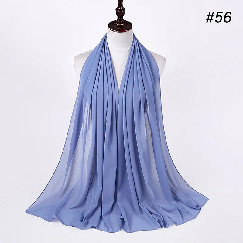 Muslim Chiffon Hijab Women Bubble Chiffon Scarf For Women Ladies Veil Muslim Islam Solid Color Malaysia Wrap Scarves