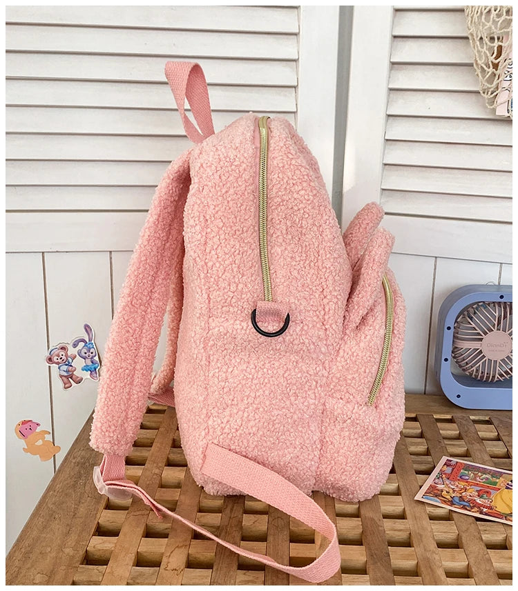 Cute Plush Pig Velvet Backpack Large Capacity Shoulder Bag