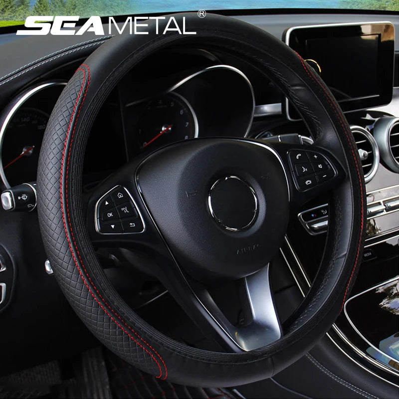 Universal Microfiber Leather Car Steering Wheel Cover 37CM 39CM